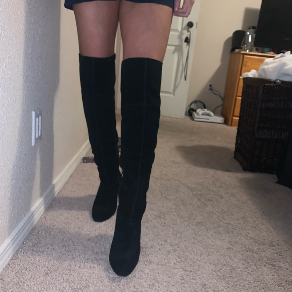 Faux suede over the knee boots